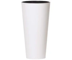 Dekoratyvinis gėlių vazonas Tubus Slime Ø15cm H28.6cm plastikinis/baltas