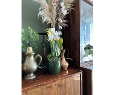 Dekoratyvinis gėlių vazonas Vintage Ø15cm H12cm keraminis/žalias