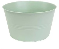 Dekoratyvinis lėkštas gėlių vazonas Ø20cm H14cm metalinis/švies.žalias
