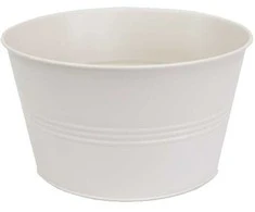 Dekoratyvinis lėkštas gėlių vazonas Ø25cm H14cm metalinis/kreminės sp.