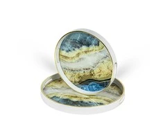 Dekoratyvinis stiklinis padėklas MARBLE, apvalus, 45 x 45 x 4 cm