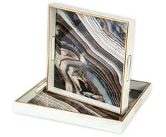 Dekoratyvinis stiklinis padėklas ONYX, 35 x 35 x 4,5 cm
