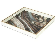 Dekoratyvinis stiklinis padėklas ONYX, 35 x 35 x 4,5 cm