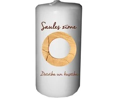 Dekoruota žvakė Saulės ženklas Sveču darbnīca 5x10cm/175g