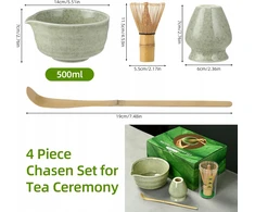 DĖL MATCHA 4 DALIŲ ŽALIŲ TRADICINIŲ BAMBUKO PRIEDŲ