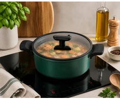 Delhan Tradicinis Greblon indukcinis puodas, dujos su dangteliu, silikoninės rankenos, 4,3 l