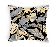 Designpremium Juoda pagalvės užvalkalas su auksiniais lapais 70x80 cm