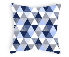 Designpremium Mėlynų ir tamsiai mėlynų trikampių medvilninė užvalkalas 40x40 cm