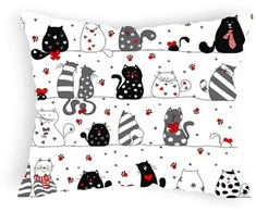 Designpremium Užvalkalas 40x60 cm balta su kotami juoda-czerwonymi