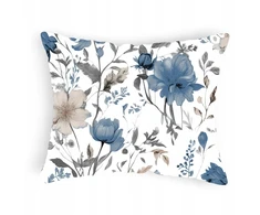 Designpremium Užvalkalas na poduszkę balta w mėlyna kwiaty kwiatuszki 40x60 cm