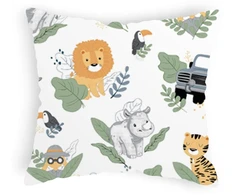 Designpremium Užvalkalas na poduszkę bawełniana wzór safari zwierzęta lwy tygrysy 70x80 cm