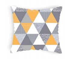Designpremium Užvalkalas na poduszkę geltona pilka trójkąty 70x80 cm