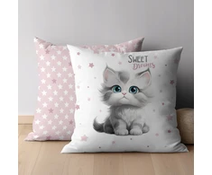 Detexpol Dvipusis medvilninis pagalvės užvalkalas 40x40 Cat Kitty
