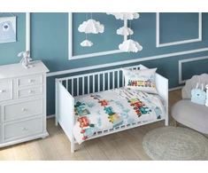 Detexpol Mayamoo medvilninė kūdikių patalynė 90x120 + 40x60 traukinio pastelinė versija –