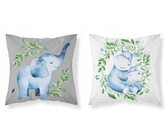Detexpol Medvilninis pagalvės užvalkalas 40x40 Elephant hippos baltas pilkas dvipusis