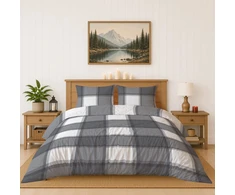 Patalynės komplektas Detexpol Patalynė Flanelowa 220x200 KRATKA 100% Medvilnė Gruba i Ciepła JESIEŃ ZIMA