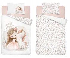 Detexpol Vaikiškas patalynės komplektas 90x120 Princess Unicorn gėlės, medvilnė