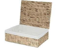 Dėžė pinta su dangčiu iš vandens hiacintų NAGA 53x40xH18 cm