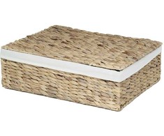 Dėžė pinta su dangčiu iš vandens hiacintų NAGA 53x40xH18 cm