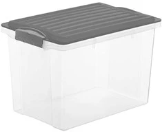 Dėžė su dangčiu Contenitore Rotho 39.5x27.5x27cm/19L permat./pilku dangčiu