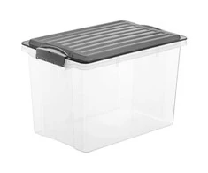 Dėžė su dangčiu Contenitore Rotho 39.5x27.5x27cm/19L permat./pilku dangčiu