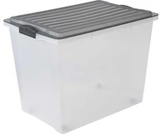 Dėžė su dangčiu Contenitore Rotho 57x39.5x43.5cm/70L permat./pilku dangčiu