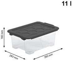 Dėžė su dangčiu Evo Safe Rotho 39.3x34.4x28.3cm/11L permatoma/antracito sp.