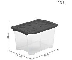 Dėžė su dangčiu Evo Safe Rotho 46x39.3x28.3cm/15L permatoma/antracito sp.