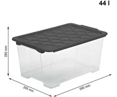 Dėžė su dangčiu Evo Safe Rotho 59x53x39.5cm/44L permatoma/antracito sp.