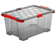Dėžė su dangčiu Evo Total Rotho 59x39.5x28cm/44L permatoma/pilka