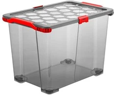 Dėžė su dangčiu ir ratukais Evo Total Rotho 59x39x41.2cm/65L permatoma/pilka