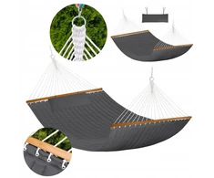 DIDELIS DVIEJI SODO HAMAKAS Tvirtas STABILIS 200x140x358 CM GALVOS RAŠTAS 140 CM