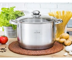 Didelis sidabrinis puodas su dangteliu 9,5L Zilner 28cm