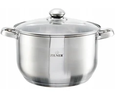 Didelis sidabrinis puodas su dangteliu 9,5L Zilner 28cm
