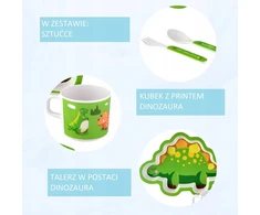 Dinozauro formos vakarienės rinkinys vaikams GERI DRAUGAI 4 vnt. DEFEKTAS