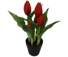 Dirbtinės tulpės vazonėlyje 24cm skirtingų spalvų