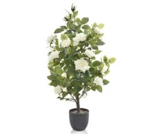 Dirbtinis rožių medis 83cm žalias/baltas