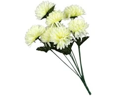 Dirbtinių gėlių puokštė CHRIZANTEMOS, įvairių sp., 7 žiedai, 38 cm
