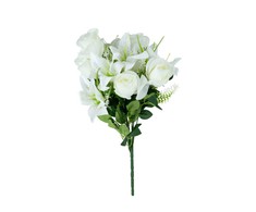 Dirbtinių gėlių puokštė ELEMENTS SENSE LILLY ROSE, baltos sp., 13 žiedų, 45 cm