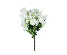 Dirbtinių gėlių puokštė ELEMENTS SENSE LILLY ROSE, baltos sp., 13 žiedų, 45 cm