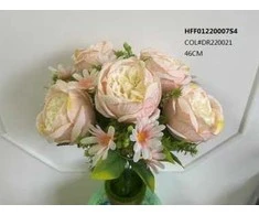 Dirbtinių gėlių puokštė ROSE, šv., rožinės sp., 12 žiedų