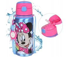 DISNEY Minnie Mouse aliuminio TERMINALINIS BUTELIS, su kandikliu, VANDENS BUTELIS su dirželiu per petį, mergaitėms 600 ml