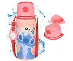 DISNEY Stitch aliuminio TERMINALINIS BUTELIS, gertuvė, VANDENS BUTELIS su dirželiu per petį, mergaitėms 600 ml