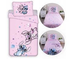 Patalynės komplektas DISNEY Stitch DWUSTRONNA, bawełniana pościel na zamek 140x200 cm
