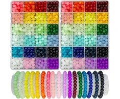DIYQueen 8mm stiklo karoliukų rinkinys + juvelyrinis trintukas pasidaryk pats papuošalams 1200 vnt.