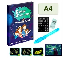 DK „Magic Board“ DAŽYMAS ŠVIESOS trafaretais A4 LED rašiklis
