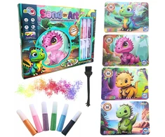 DK Meninis rinkinys DAŽYMAS SU GLITTER SAND 3D efektų dinozauru