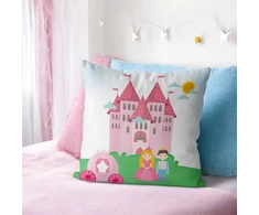 Domarex POSZEWKA NA PODUSZKĘ 40x40 CM DZIECIĘCA DO POKOJU MAŁEJ KSIĘŻNICZKI ZAMEK