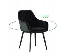 DOMM BERNARD 360° aksominė pasukama kėdė - minkšta ir patogi svetainei, juoda