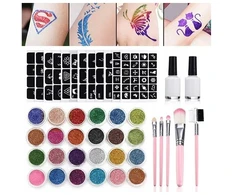 Domoda DIDELIS TATUiruočių rinkinys, ŠABLONAI, GLITTER TATUiruotės, PLAUNAMI GLITTER